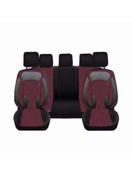 К-т калъфи за седалки DeluxeBoss , текстил и еко кожа , черно и червено, с разделяне на задната облегалка