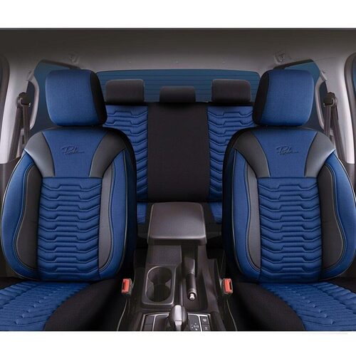 Комплект калъфи за седалки Panda Paris, синьо-черни, 11 части