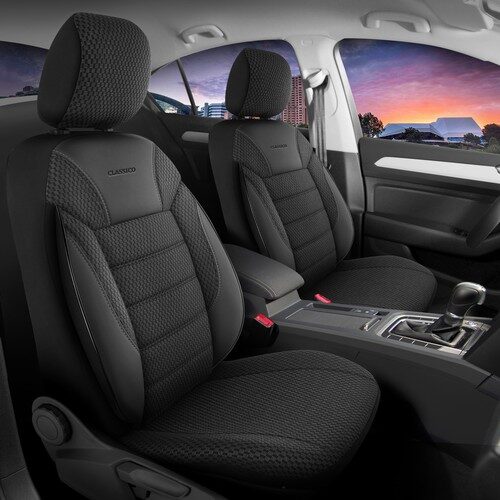 К-т калъфи за седалки Deluxe Boss Clasico, черно и сиво 11 части