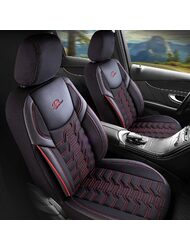 Комплект калъфи за седалки Panda Berlin, черно с черен кант, 11 части