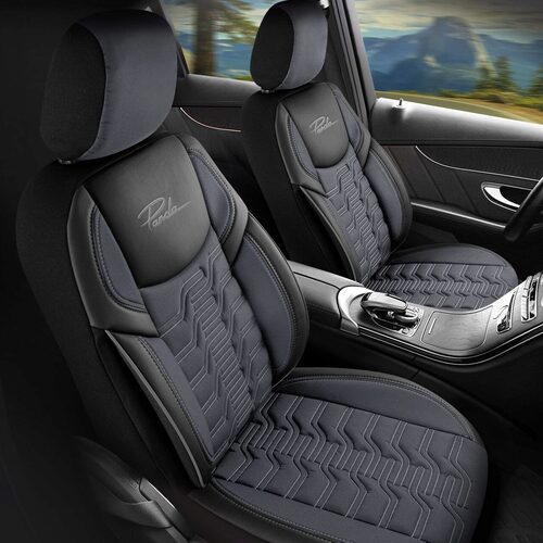 Комплект калъфи за седалки Panda Berlin, черно и петролено сиво, 11 части