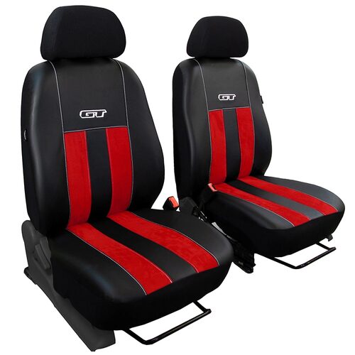 К-т калъфи за седалки Pok-Ter 1+1 еко кожа и алкантара черно с червено , 4 части