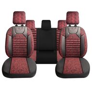Комплект калъфи за седалки Panda PSC02 , текстил и еко кожа , червено и черно ,11 части