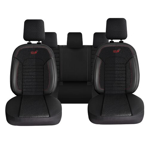 Комплект калъфи за седалки Panda Belek , черни , плат и еко кожа, 11 части