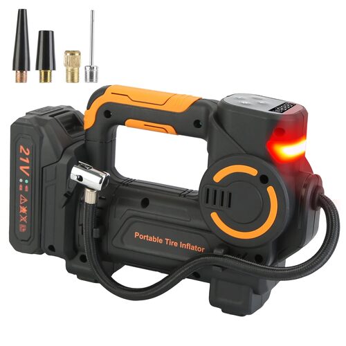 Компресор с лампа , акумулаторен 21V , дигитален