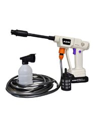 Безжична водоструйка ADM, 200W, 600 PSI, 21V, 5-метров маркуч, бутилка с пяна, 2 батерии включени, бяла