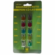 Комплект МИНИ предпазители с LED RoGroup, 12V, 10 бр.