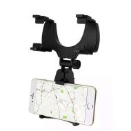 Универсална поставка за мобилен телефон RoGroup, За огледало за обратно виждане, Черен