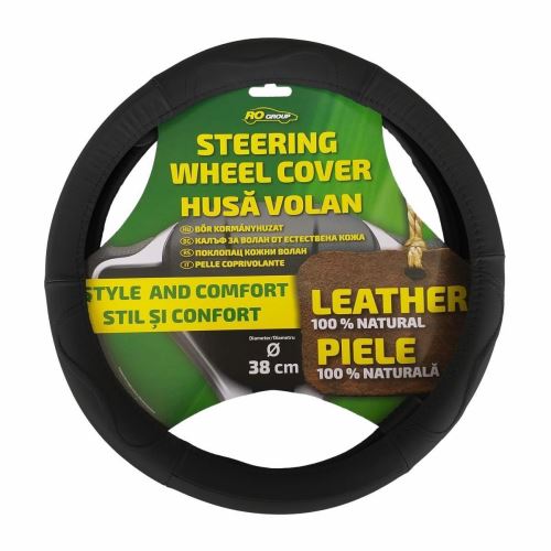 Кожен калъф за волан RoGroup черно